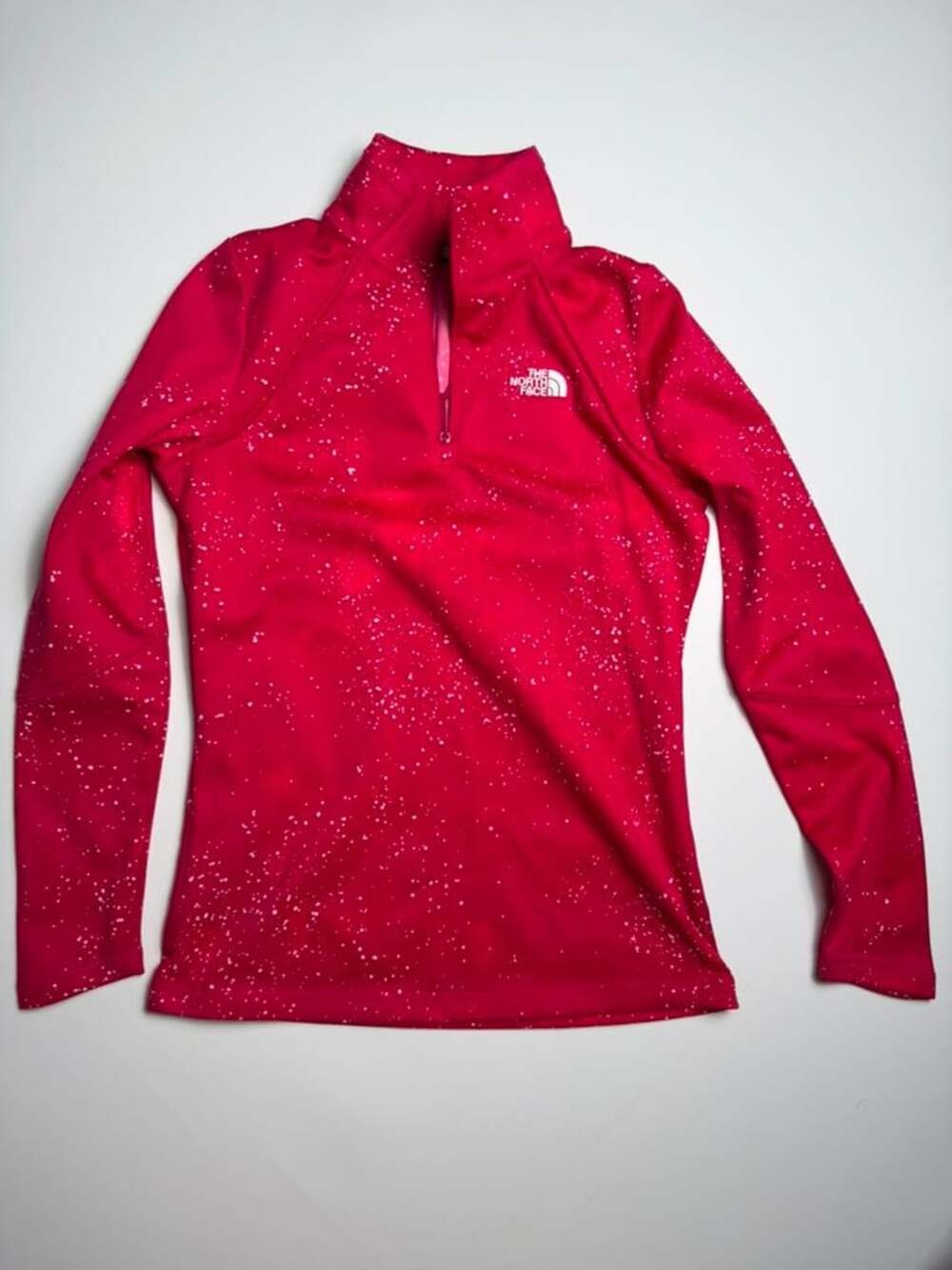 North Face Women's Pink Galaxy Splatter 1/4 Zip Running Fleece Sweater Top Small